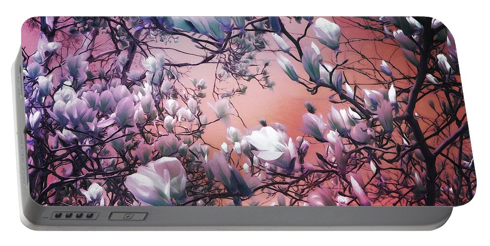 Magnolias Portable Battery Charger featuring the digital art Dreaming of Magnolias by Shawna Rowe