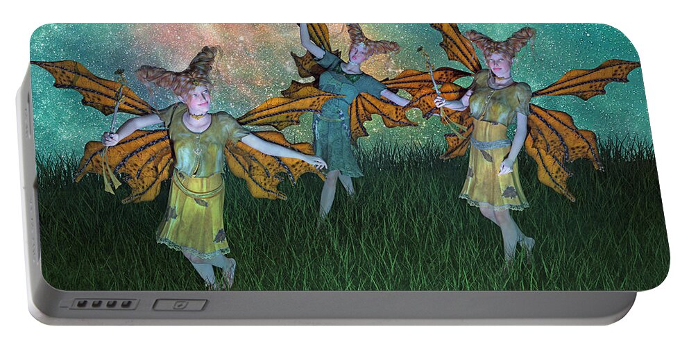 Fairy Portable Battery Charger featuring the digital art Dreamscape by Betsy Knapp