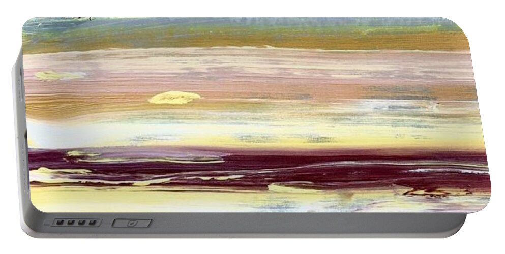 Gen X Portable Battery Charger featuring the painting Driftwood Gen X Yellows by M West