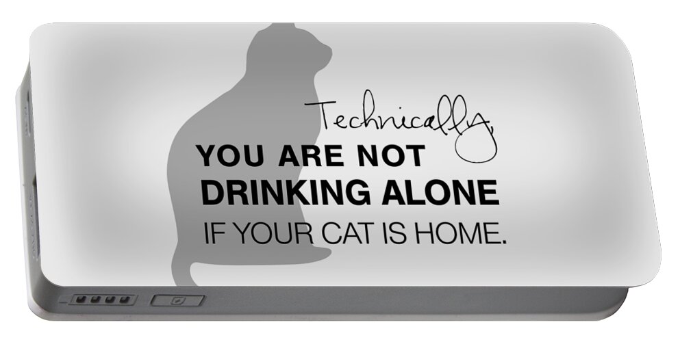 Wine Portable Battery Charger featuring the digital art Drinking with Cats by Nancy Ingersoll