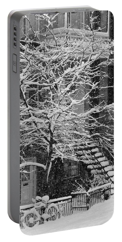 B & W Portable Battery Charger featuring the photograph Drolet Street In Winter, Montreal by Yves Marcoux
