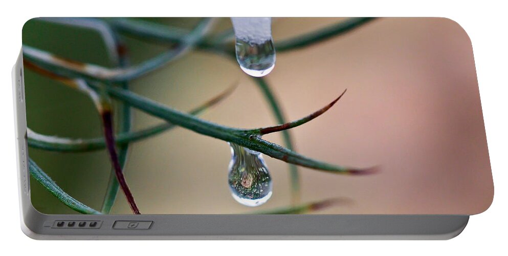 Macro Photography Portable Battery Charger featuring the photograph Droplet Duo by Kerri Farley