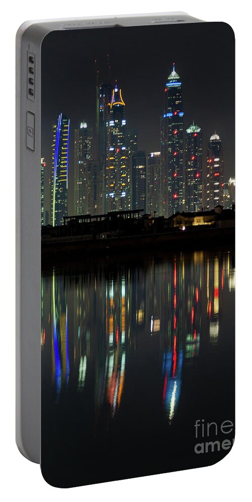 Dubai Portable Battery Charger featuring the photograph Dubai city skyline nighttime by Andy Myatt