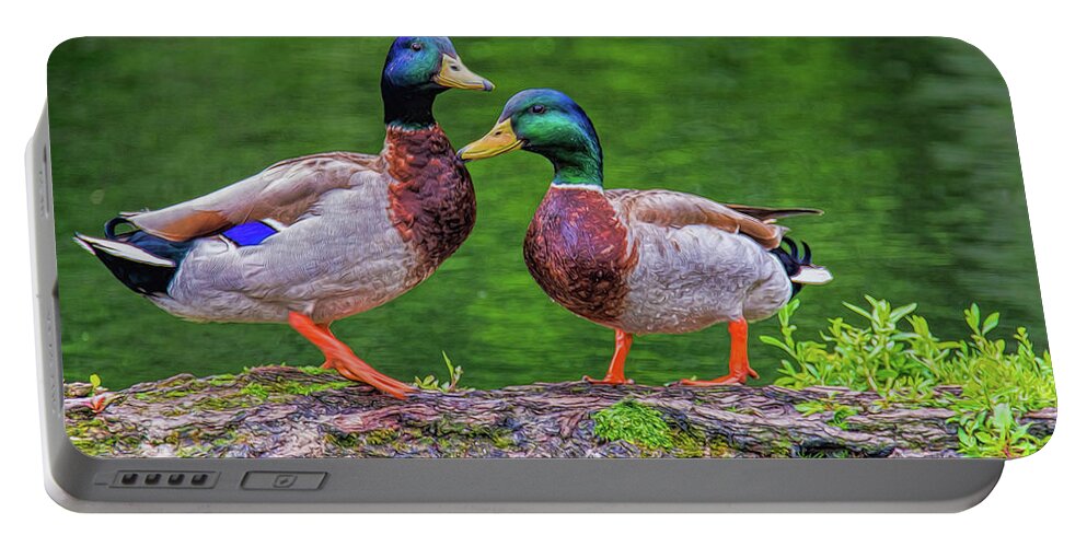 Mallards Portable Battery Charger featuring the photograph Duck Buddies by Cathy Kovarik