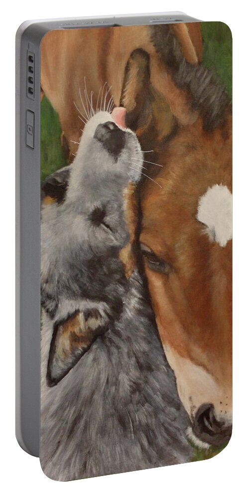 Horse Portable Battery Charger featuring the painting Duke and Daisy, Best Buds by Carol Russell