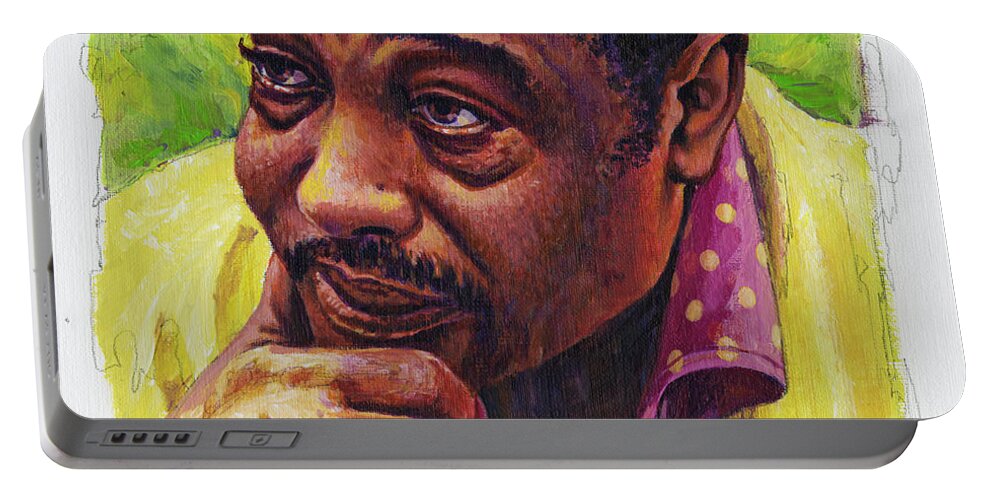 Duke Ellington Portable Battery Charger featuring the painting Duke Ellington in Yellow and Green by Garth Glazier