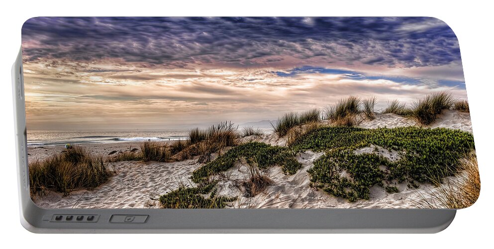Sand Dunes Oxnard California Grass Clouds Portable Battery Charger featuring the photograph Dunes two by Wendell Ward