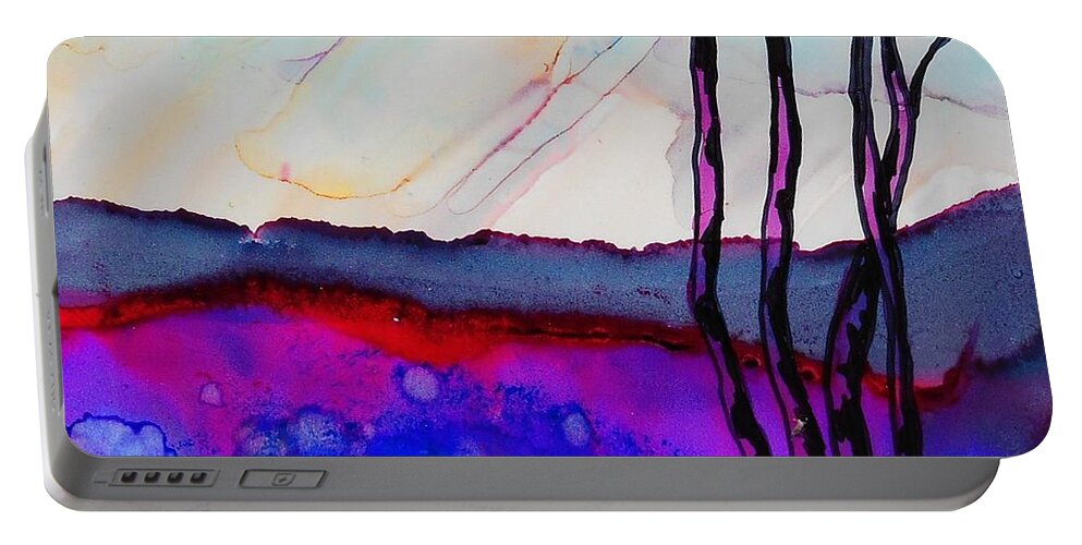 Alcohol Ink Portable Battery Charger featuring the painting Dusk - 251 by Catherine Van Der Woerd