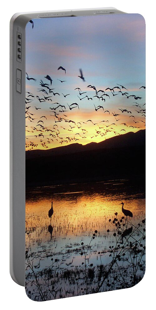 Water Portable Battery Charger featuring the photograph Dusk at Bosque del Apache by Jerry Griffin