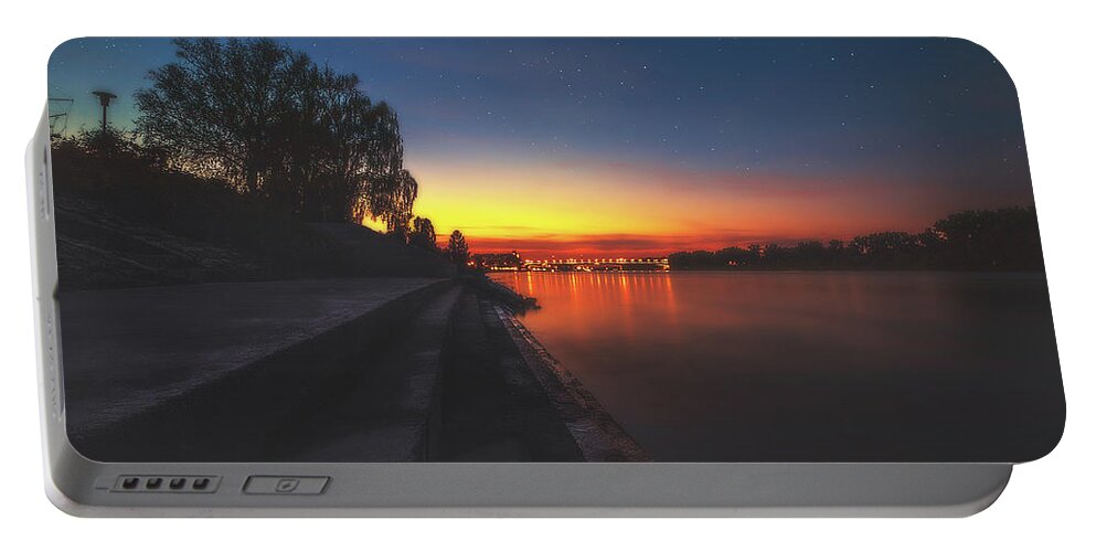 Dusk Portable Battery Charger featuring the photograph Dusk at the Riverside by Marc Braner