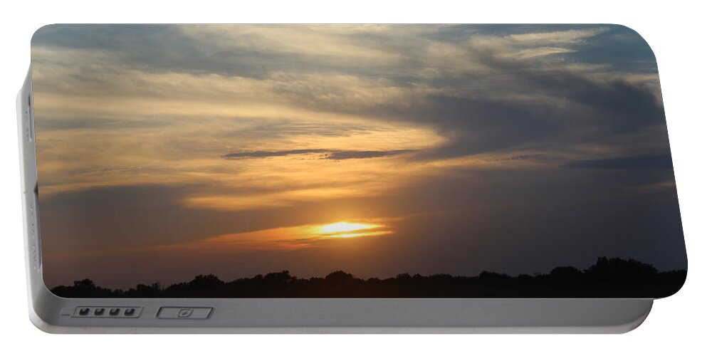 Kansas Portable Battery Charger featuring the photograph Dusty Sunset in Kansas by Weathered Wood