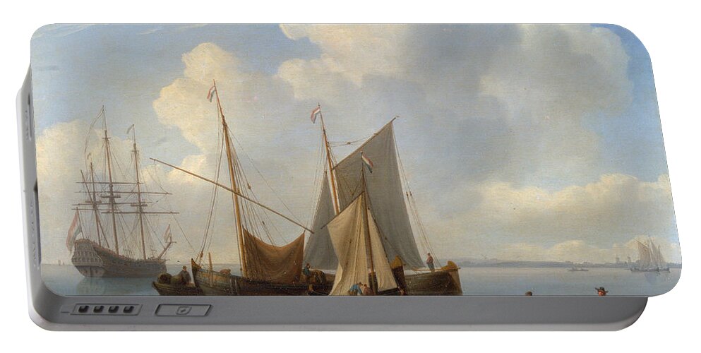 William Anderson Portable Battery Charger featuring the painting Dutch Sailing Vessels by William Anderson
