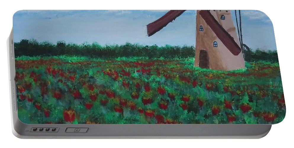 Dutch Portable Battery Charger featuring the painting Dutch Tulips by C E Dill
