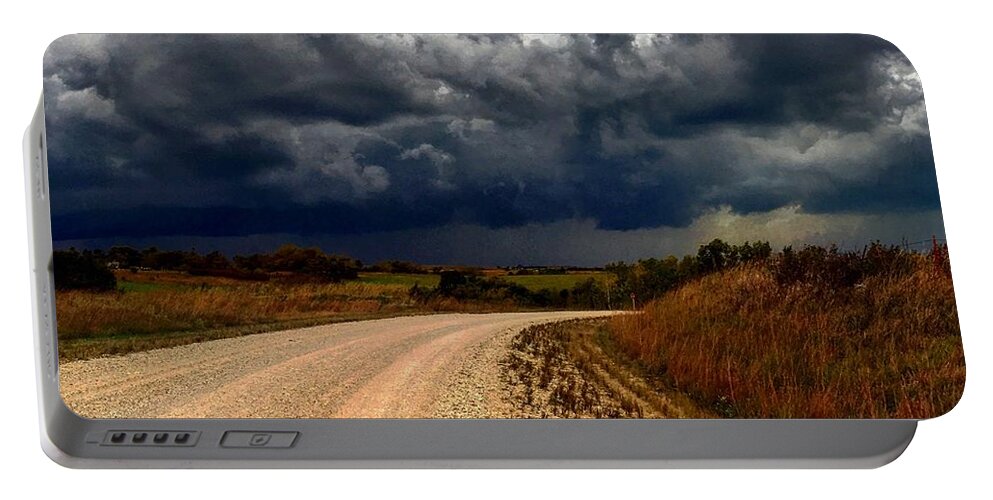 Wabaunsee Portable Battery Charger featuring the digital art Dying Tornadic Supercell by Michael Oceanofwisdom Bidwell