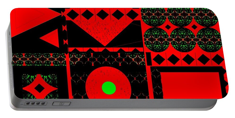 Red And Black And Green Portable Battery Charger featuring the digital art Dynamic 1 by Helena Tiainen