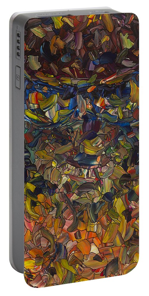 Fire Portable Battery Charger featuring the painting Dystopian Fireman by James W Johnson