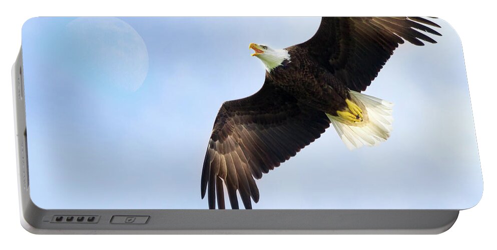 Eagle Portable Battery Charger featuring the photograph Eagle Moon by Mark Andrew Thomas