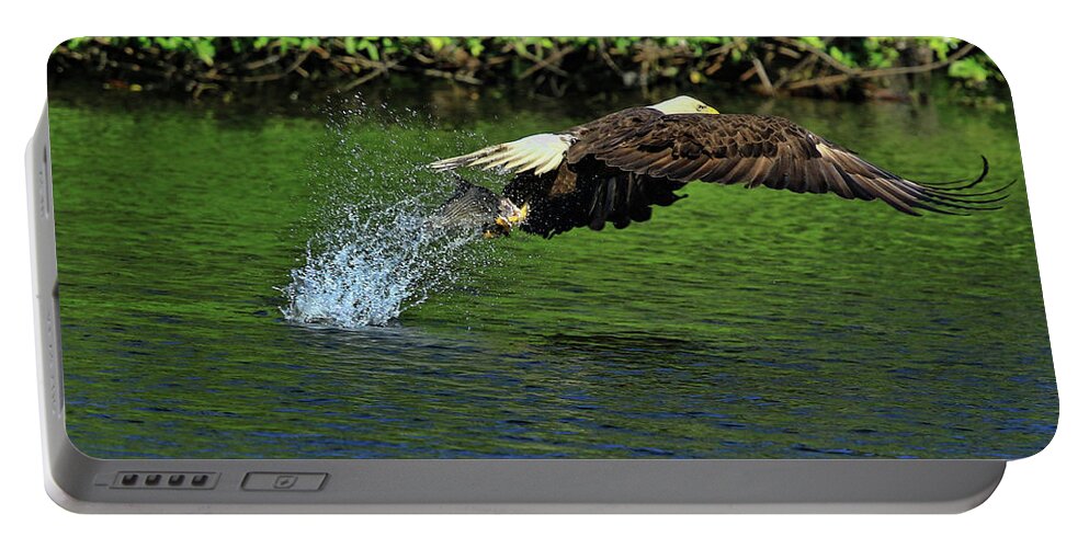 Eagle Portable Battery Charger featuring the photograph Eagle Series Fish Catch by Deborah Benoit