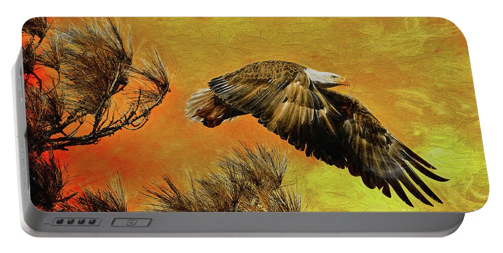  Eagle Portable Battery Charger featuring the painting Eagle Series Strength by Deborah Benoit