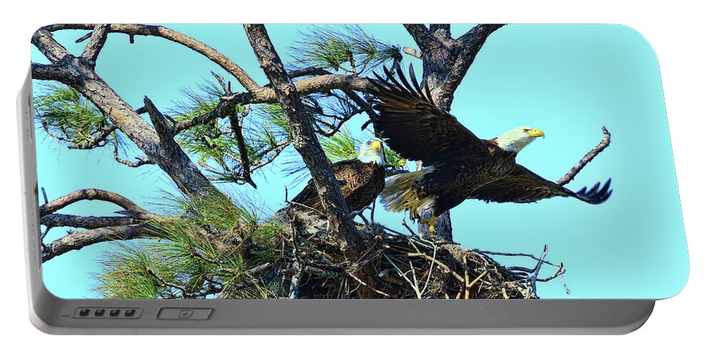 Eagle Portable Battery Charger featuring the photograph Eagle Series The Nest by Deborah Benoit