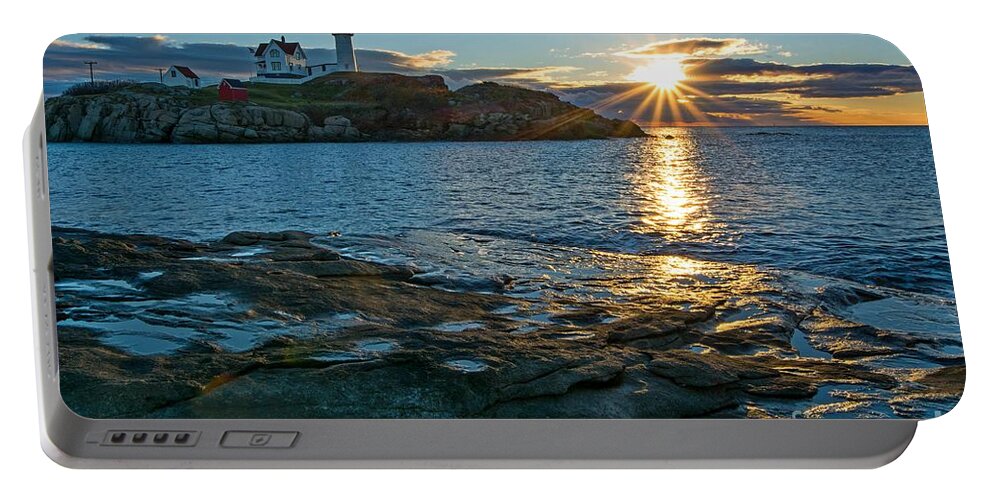 Nubble Portable Battery Charger featuring the photograph Early Morning at the Nubble by Steve Brown