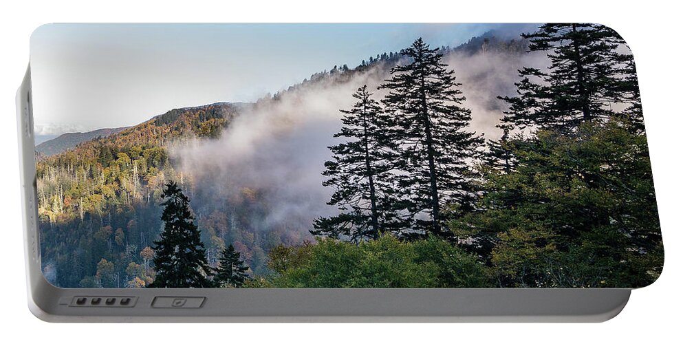 Smoky Mountains Portable Battery Charger featuring the photograph Early Morning Fog in the Smokies by Donald Spencer