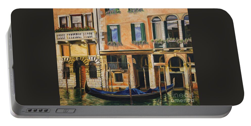 Venice Painting Portable Battery Charger featuring the painting Early Morning in Venice by Charlotte Blanchard