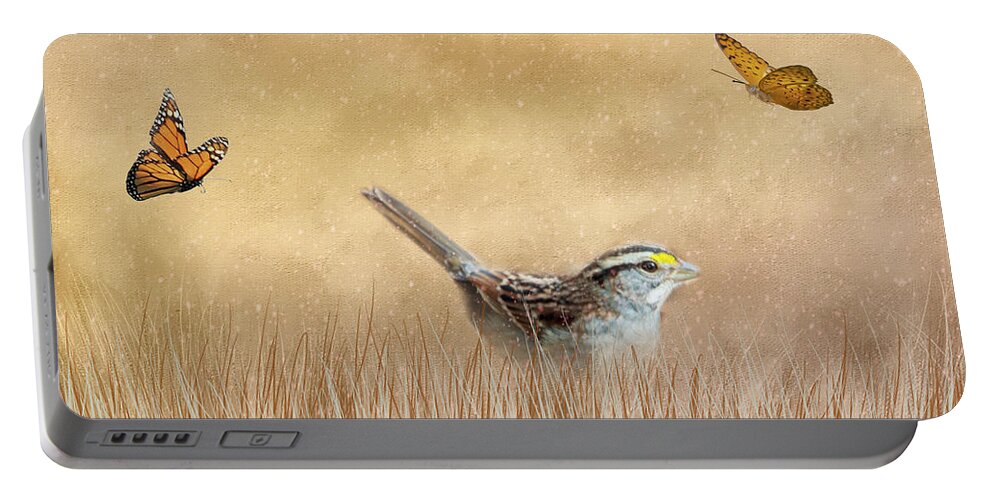Songbird Portable Battery Charger featuring the photograph Early Morning Meeting by Cathy Kovarik