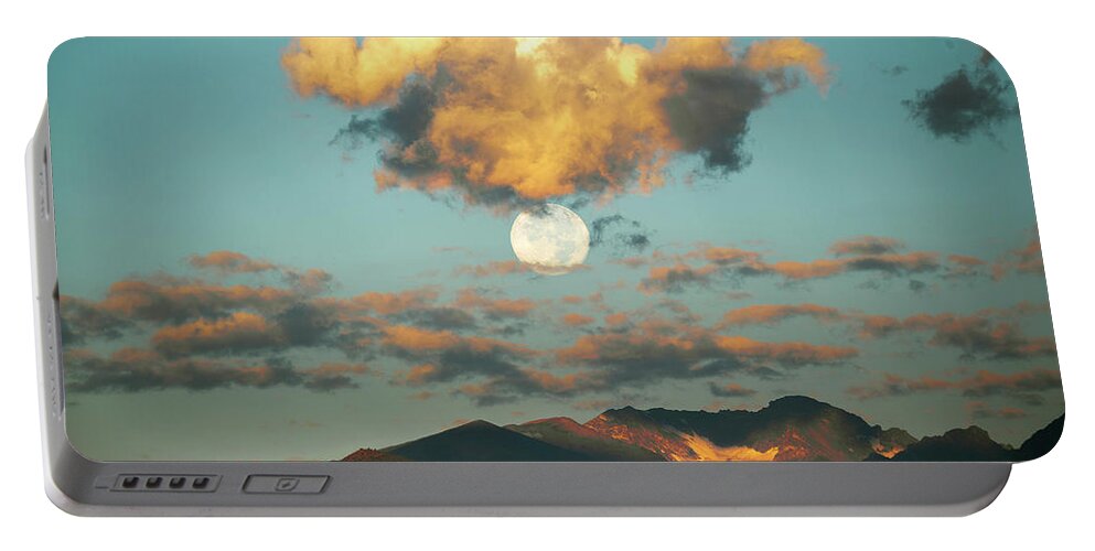 Moon Portable Battery Charger featuring the photograph Early morning moon by Judi Dressler