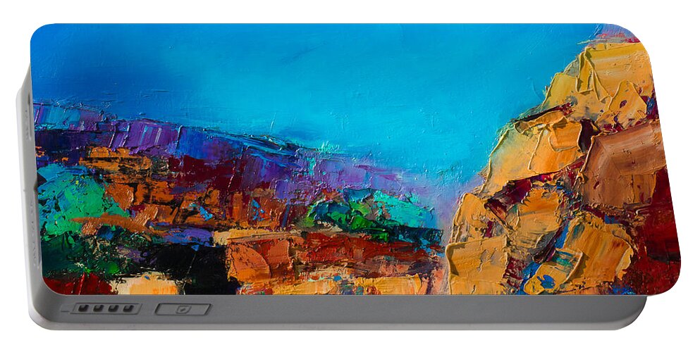 Canyon Portable Battery Charger featuring the painting Early Morning Over the Canyon by Elise Palmigiani