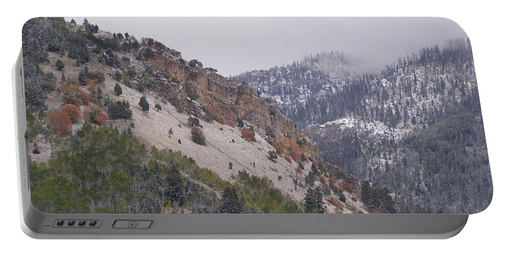 Mountain Portable Battery Charger featuring the photograph Early Snows by DeeLon Merritt