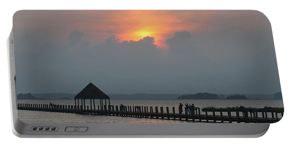 Sun Portable Battery Charger featuring the photograph Early Sunset Over The Gazebo by Robert Banach