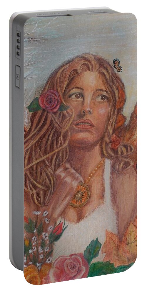 Earth Portable Battery Charger featuring the painting Earth Goddess by Quwatha Valentine