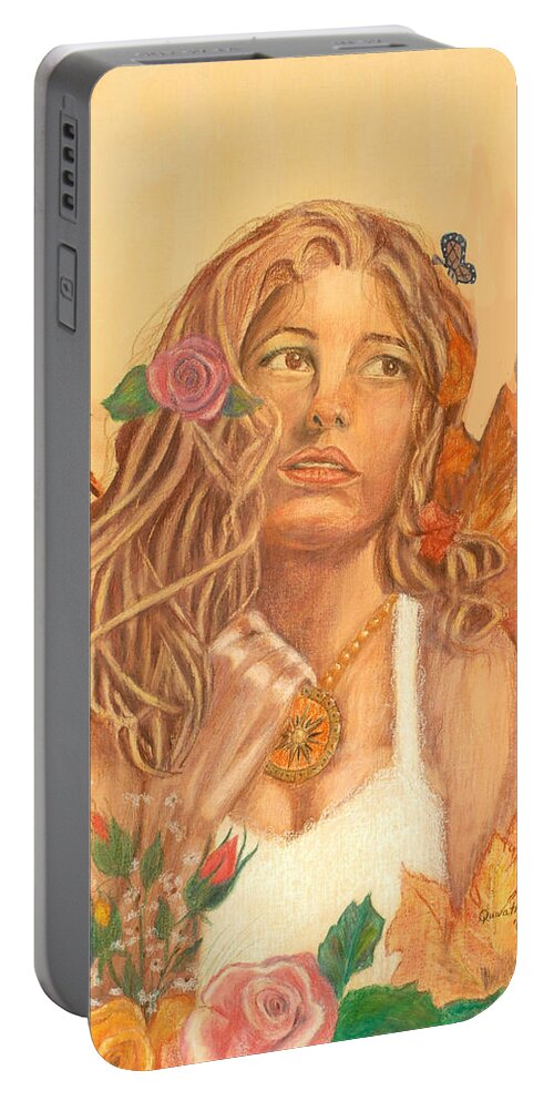 Earth Portable Battery Charger featuring the painting Earth Goddess1 by Quwatha Valentine