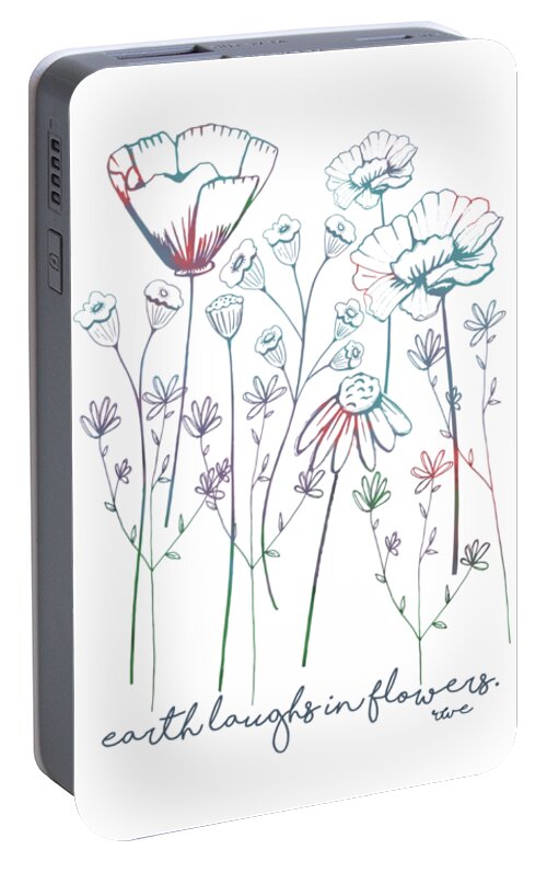Ralph Waldo Emerson Portable Battery Charger featuring the digital art Earth Laughs in Flowers by Heather Applegate