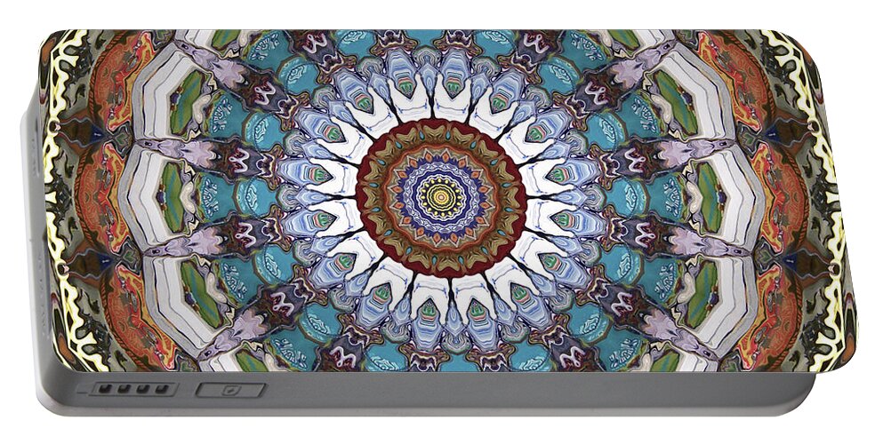 Earth Tones Portable Battery Charger featuring the digital art Earth Tones Mandala by Phil Perkins
