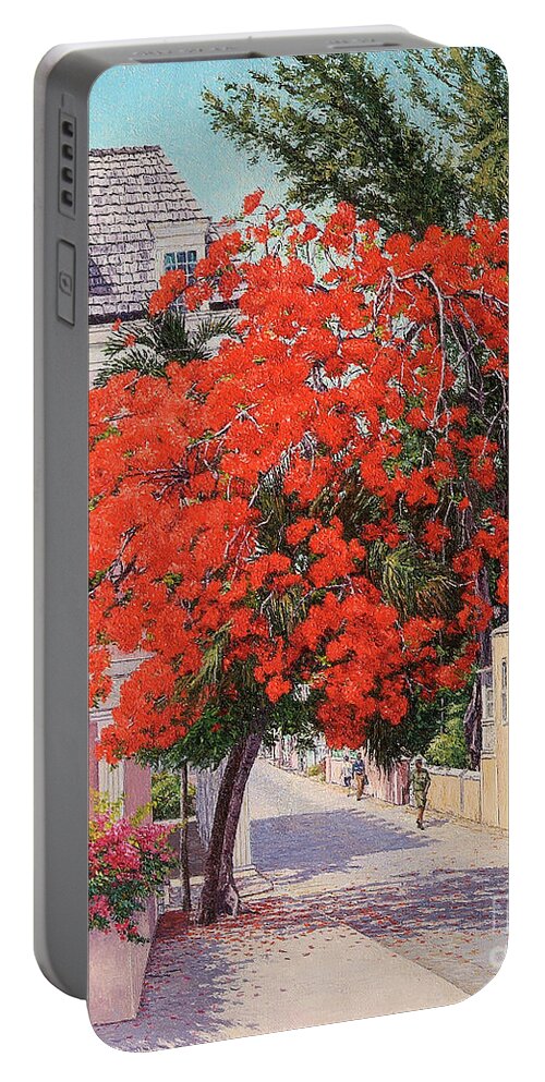 Eddie Portable Battery Charger featuring the painting East and Shirley Street by Eddie Minnis