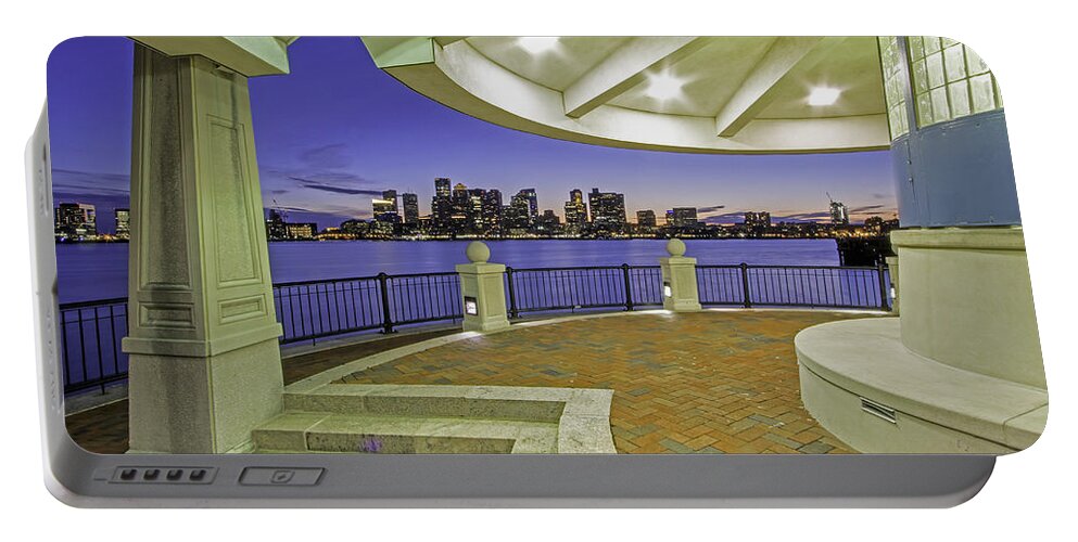 Boston City Skyline Portable Battery Charger featuring the photograph East Boston Piers Park View of Boston by Juergen Roth