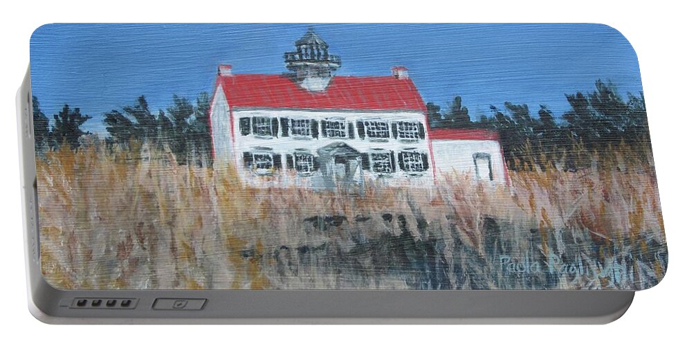 East Point Lightshouse Portable Battery Charger featuring the painting East Point Lighthouse by Paula Pagliughi
