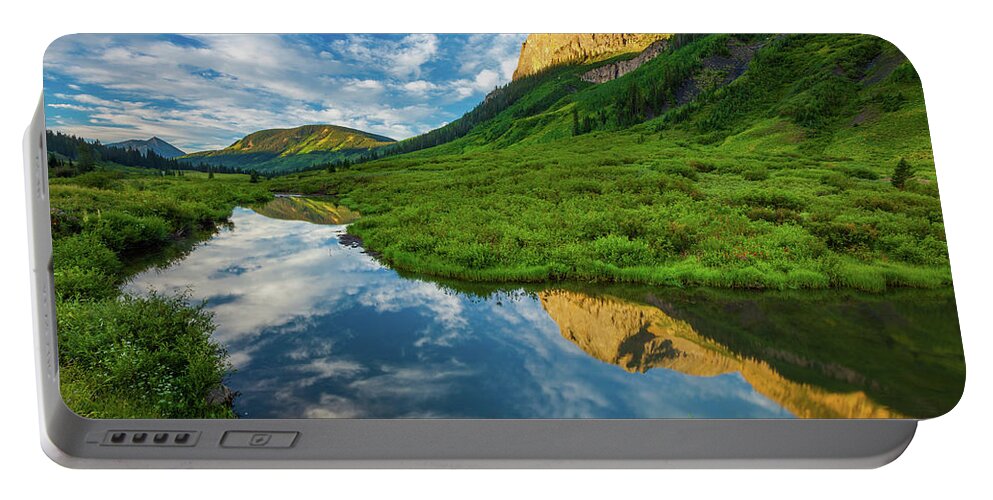 Sky Portable Battery Charger featuring the photograph East River Reflections by Darren White