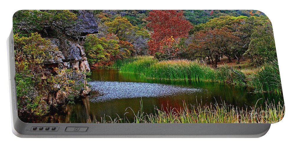 Michael Tidwell Photography Portable Battery Charger featuring the photograph East Trail Pond at Lost Maples by Michael Tidwell