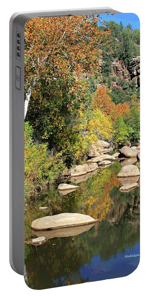 Fall Portable Battery Charger featuring the photograph East Verde Fall Crossing by Matalyn Gardner
