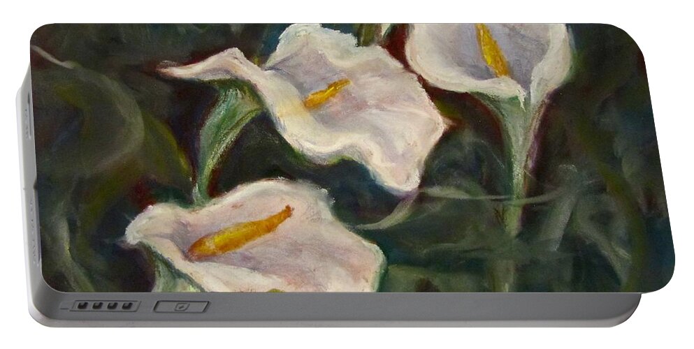 Lillies Portable Battery Charger featuring the pastel Easter Lillies by Barbara O'Toole