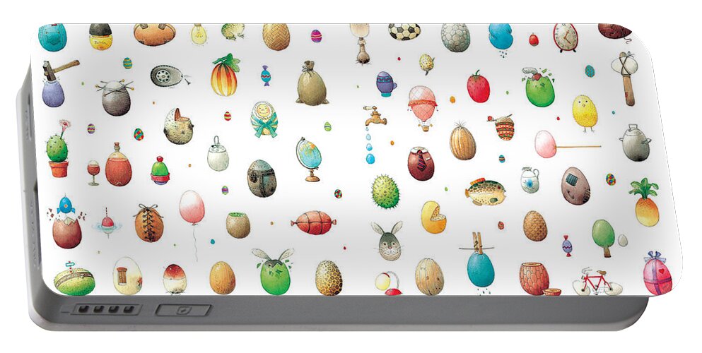  Eggs Easter Portable Battery Charger featuring the painting Eastereggs by Kestutis Kasparavicius
