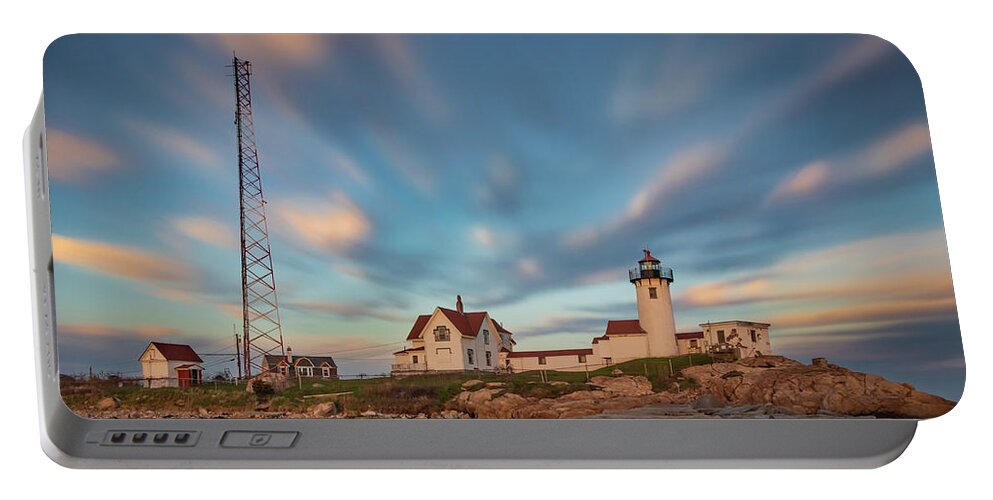 Eastern Point Light Portable Battery Charger featuring the photograph Eastern Point Lighthouse at Sunset by Kristen Wilkinson