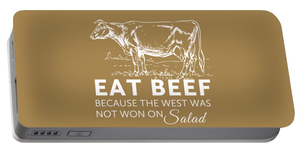 Illustration Portable Battery Charger featuring the digital art Eat Beef by Nancy Ingersoll