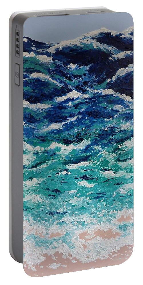 Abstract Portable Battery Charger featuring the painting Ebb and Flow by Anne Gardner