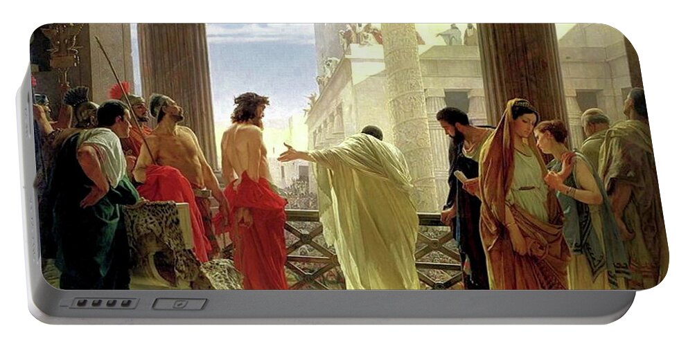Behold The Man Portable Battery Charger featuring the painting Ecce Homo by Antonio Ciseri