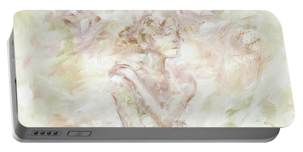 Nude Portable Battery Charger featuring the painting Echoes by Nadine Rippelmeyer