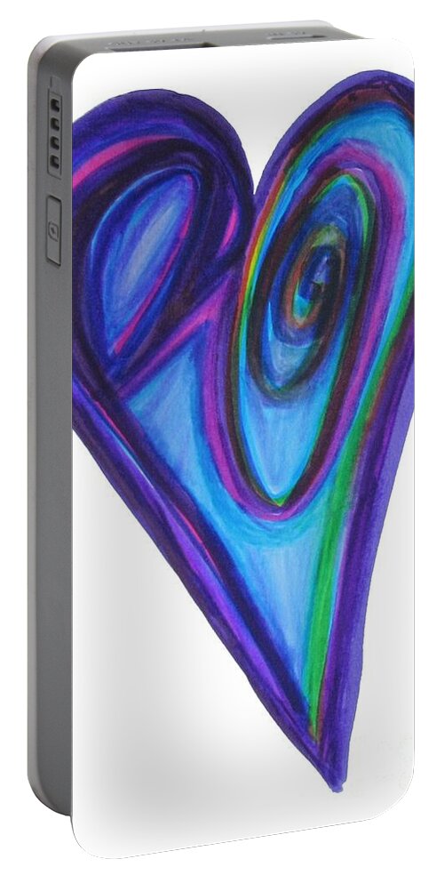 Heart Portable Battery Charger featuring the drawing Eclipse Eve Heart by Mars Besso